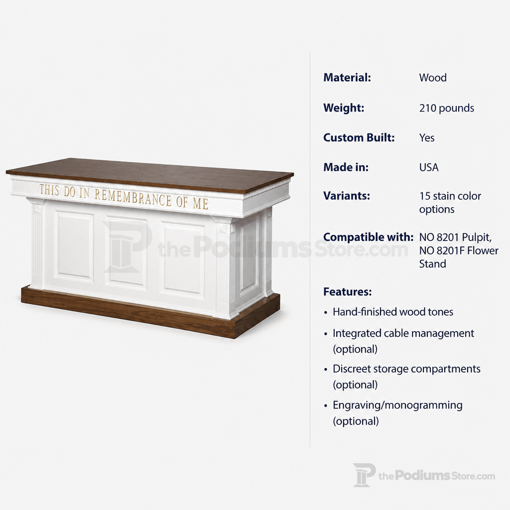 Wood Communion Table (PS-8201) Communion Table NO 8201 Light Oak 35 - thePodiumsStore