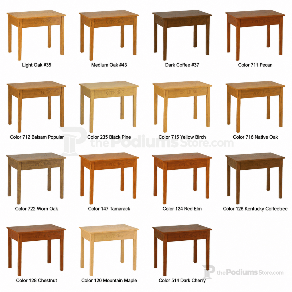 Wood Offering Table with Storage Drawer & Inscription (PS-TOT-448) Offering Table TOT-448 Light Oak 35 - thePodiumsStore