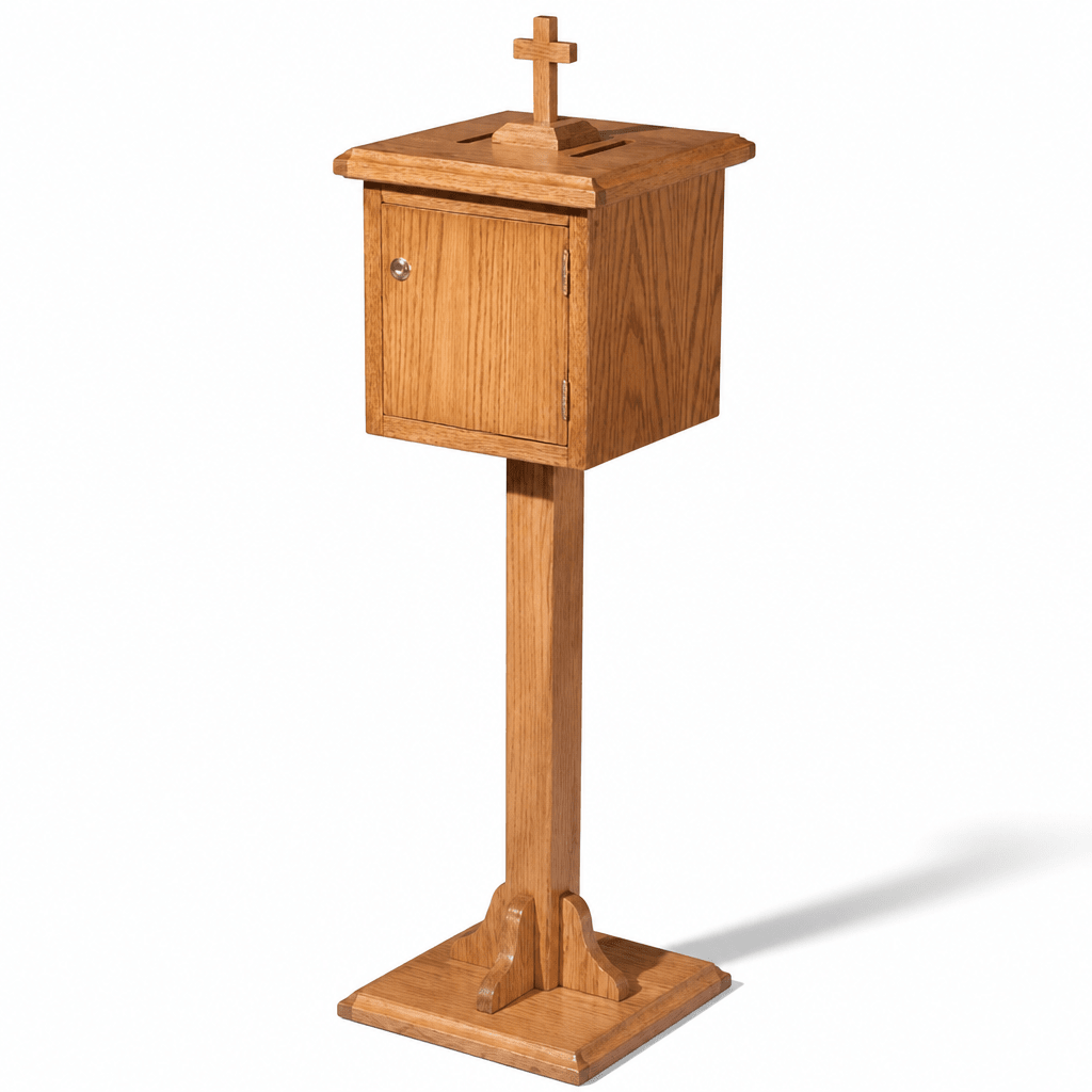 Wood Tithe & Prayer Box (PS-18) Tithe & Prayer Box NO 18 Light Oak 35 - thePodiumsStore