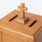 Wood Tithe & Prayer Box (PS-18) Tithe & Prayer Box NO 18 Light Oak 35 - thePodiumsStore