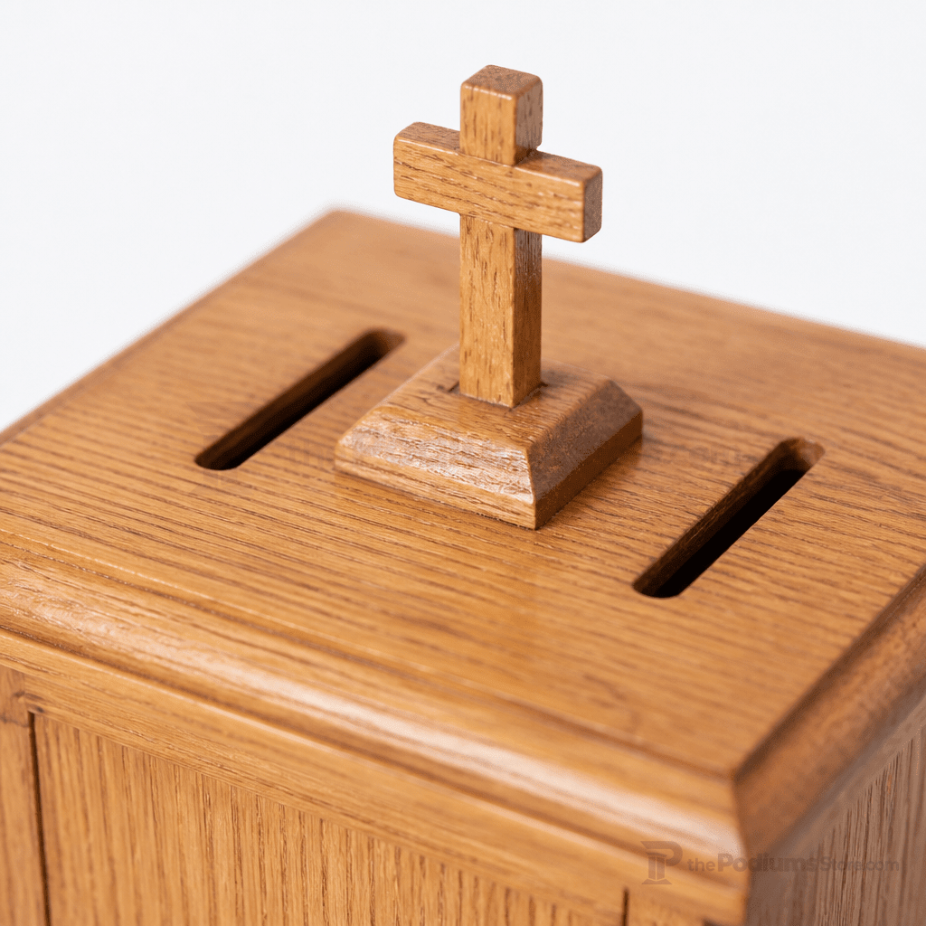 Wood Tithe & Prayer Box (PS-18) Tithe & Prayer Box NO 18 Light Oak 35 - thePodiumsStore