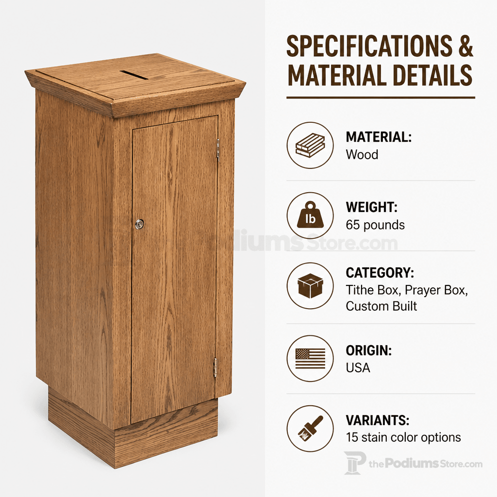 Wood Tithe & Prayer Box (PS-40) Tithe & Prayer Box NO 40 Light Oak 35 - thePodiumsStore
