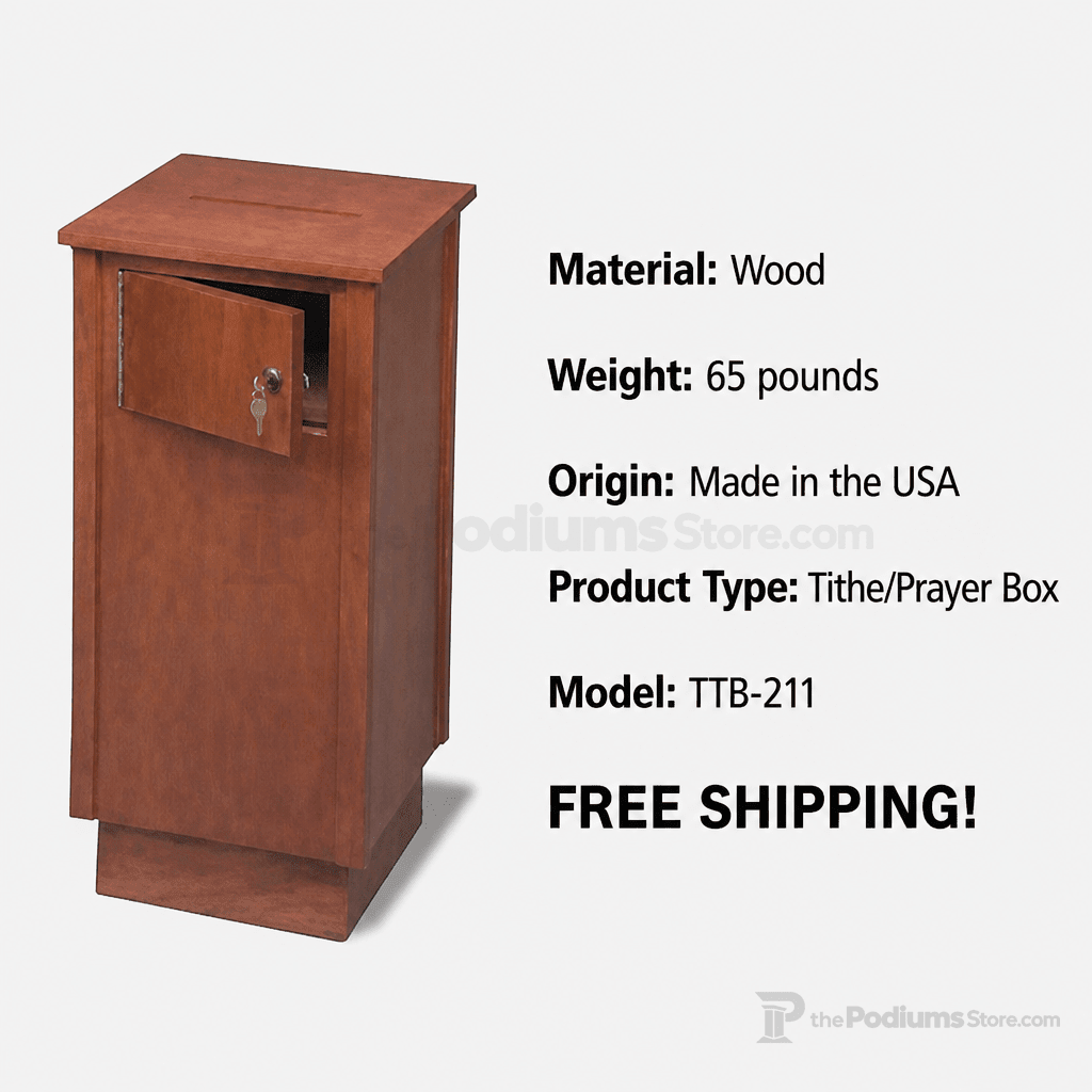 Wood Tithe & Prayer Box (PS-TTB-211) Tithe & Prayer Box TTB-211 Light Oak 35 - thePodiumsStore