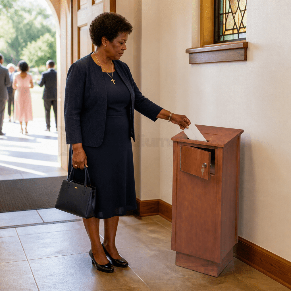 Wood Tithe & Prayer Box (PS-TTB-211) Tithe & Prayer Box TTB-211 Light Oak 35 - thePodiumsStore