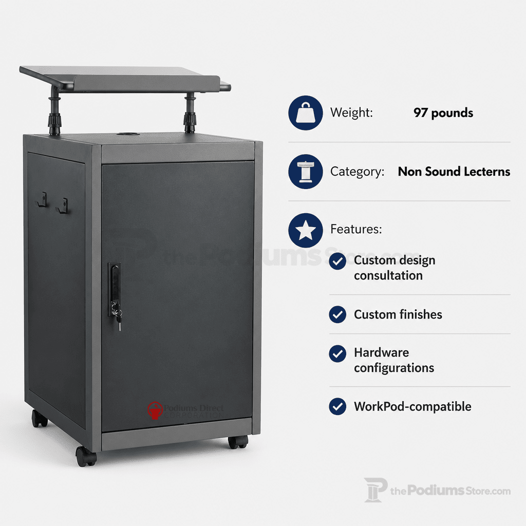 WorkPod Mobile Lectern Non-Sound Lectern TWPL - thePodiumsStore