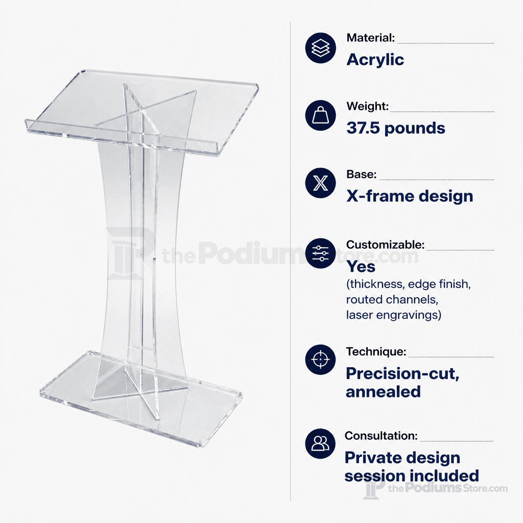 X-Style Acrylic Lectern Acrylic Lectern LECTX - thePodiumsStore